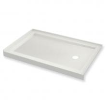 Maax 410035-541-001-000 - B3Round 6034 Acrylic Alcove Shower Base in White with Anti-slip Bottom with Center Drain