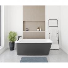 Maax 105798-000-001-107 - Lounge AcrylX Freestanding End Drain Bathtub in White with Thundey Grey Skirt