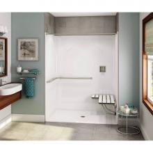 Maax 106080-000-002-115 - OPS-6036-RS - ADA Grab Bar and Seat AcrylX Alcove Center Drain One-Piece Shower in White