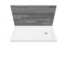 Maax 420006-505-001-101 - B3Square 6036 Acrylic Wall Mounted Shower Base in White with Right-Hand Drain