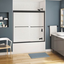 Maax 134560-900-340-000 - Kameleon 51-55 x 57 Inch 6 mm Bypass Tub Door for Alcove Installation with Clear glass in Matte Bl