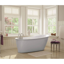 Maax 105797-000-002-126 - Sax 6032 AcrylX Freestanding End Drain Bathtub in White with Sterling Silver Skirt