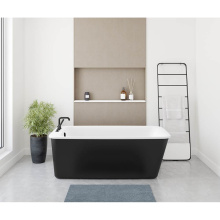 Maax 105798-000-001-105 - Lounge 6434 Acrylic Freestanding End Drain Bathtub in White with Black Skirt