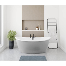 Maax 106193-000-002-125 - Delsia 6636 AcrylX Freestanding Center Drain Bathtub in White with Sterling Silver Skirt