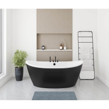 Maax 106193-000-002-124 - Delsia 6636 AcrylX Freestanding Center Drain Bathtub in White with Black Skirt