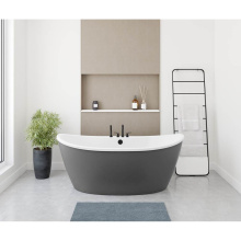 Maax 106193-000-002-126 - Delsia 6636 AcrylX Freestanding Center Drain Bathtub in White with Thundey Grey Skirt