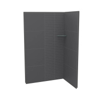 Maax 107461-306-515-000 - Utile 4832 Composite Direct-to-Stud Two-Piece Corner Shower Wall Kit in Erosion Charcoal