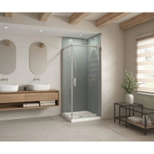 Maax 420000-540-001-100 - B3Square 3636 Acrylic Corner Left or Right Shower Base in White with Anti-slip Bottom with Center