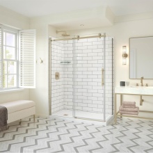 Maax 137423-900-343-000 - Odyssey SC Return Panel for 36 Inch Base in Clear glass in Brushed Gold