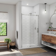 Maax 135921-900-305-000 - Ibiza 45-47 x 78 Inch 8mm Sliding Shower Door for Alcove Installation with Clear glass in Brushed