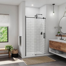 Maax 135921-900-340-000 - Ibiza 45-47 x 78 Inch 8mm Sliding Shower Door for Alcove Installation with Clear glass in Matte Bl