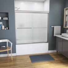 Maax 134561-927-305-000 - Kameleon 55-59 x 57 Inch 6 mm Bypass Tub Door for Alcove Installation with Fluted glass in Brushed