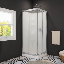 Maax 105605-000-129-104 - 32 Mediterranean III 32 x 32 Polystyrene Center Drain Shower Kit in White with Mistelite glass in