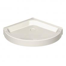 Maax 105049-000-007 - R 36.125 in. x 36.125 in. x 6.125 in. Round Corner Shower Base with Center Drain in Biscuit