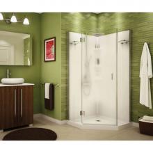 Maax 105545-000-129 - Papaya 36 in. x 36 in. x 72 in. Neo-Angle Shower Kit with Center Drain in White with Blur Glass an