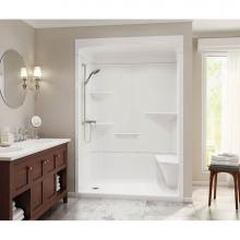 Maax 105922-SLC-000-001 - Camelia 60 in. x 34.5 in. x 88 in. 3-piece Shower with Roof Cap Left Seat, Center Drain in White