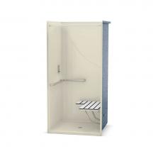 Maax 106030-L-000-004 - OPS-3636 L-BAR & Seat 36 in. x 36 in. x 76.625 in. 1-piece Shower with Left-hand Grab Bar, Cen