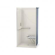 Maax 106030-R-000-007 - OPS-3636 L-BAR & Seat 36 in. x 36 in. x 76.625 in. 1-piece Shower with RH Grab Bar, Center Dra