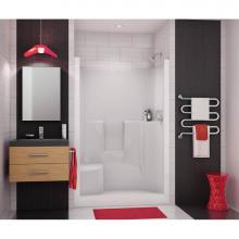 Maax 140087-L-000-019 - SS3648 R/L 48 in. x 36 in. x 75 in. 1-piece Shower with Left Seat, Center Drain in Thunder Grey