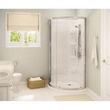 Maax 300001-000-001-103 - Cyrene 34 in. x 34 in. x 76 in. Round Shower Kit with Center Drain in White with 3 Stripes Glass a