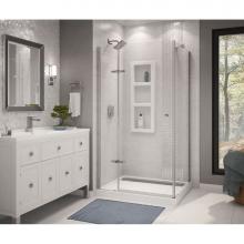 Maax 300008-900-084-000 - Athena 42 in. x 34 in. x 78.75 in. Rectangular Shower Kit with Center Drain in White with Clear Gl