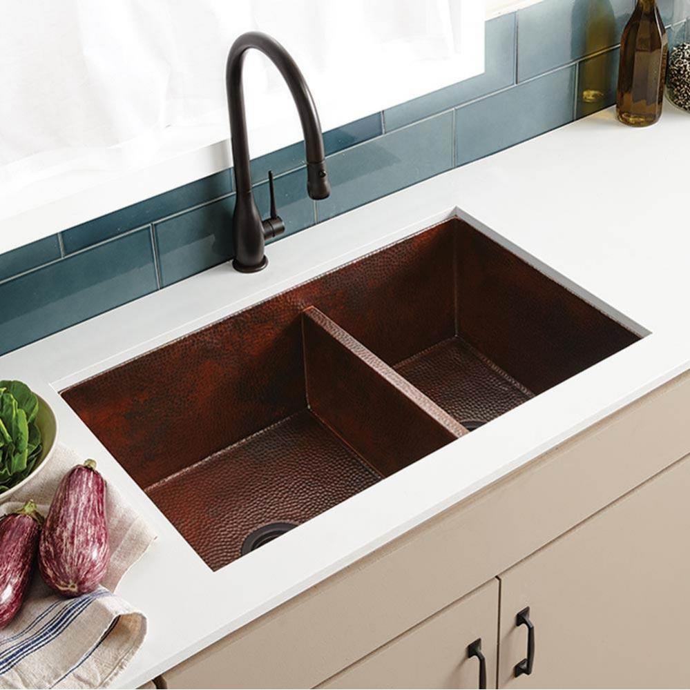 Cocina Duet Kitchen SInk in Antique Copper