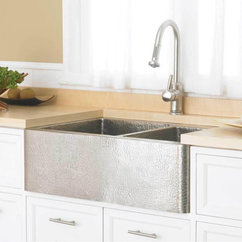 Farmhouse Duet Kitchen SInk in Brushed Nickel