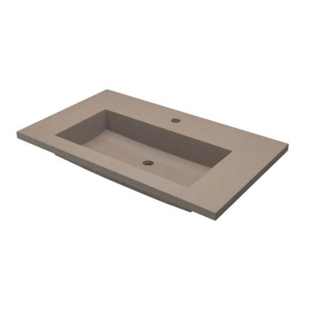 36'' Capistrano Vanity Top with Integral Trough in Earh - Single Faucet Cutout