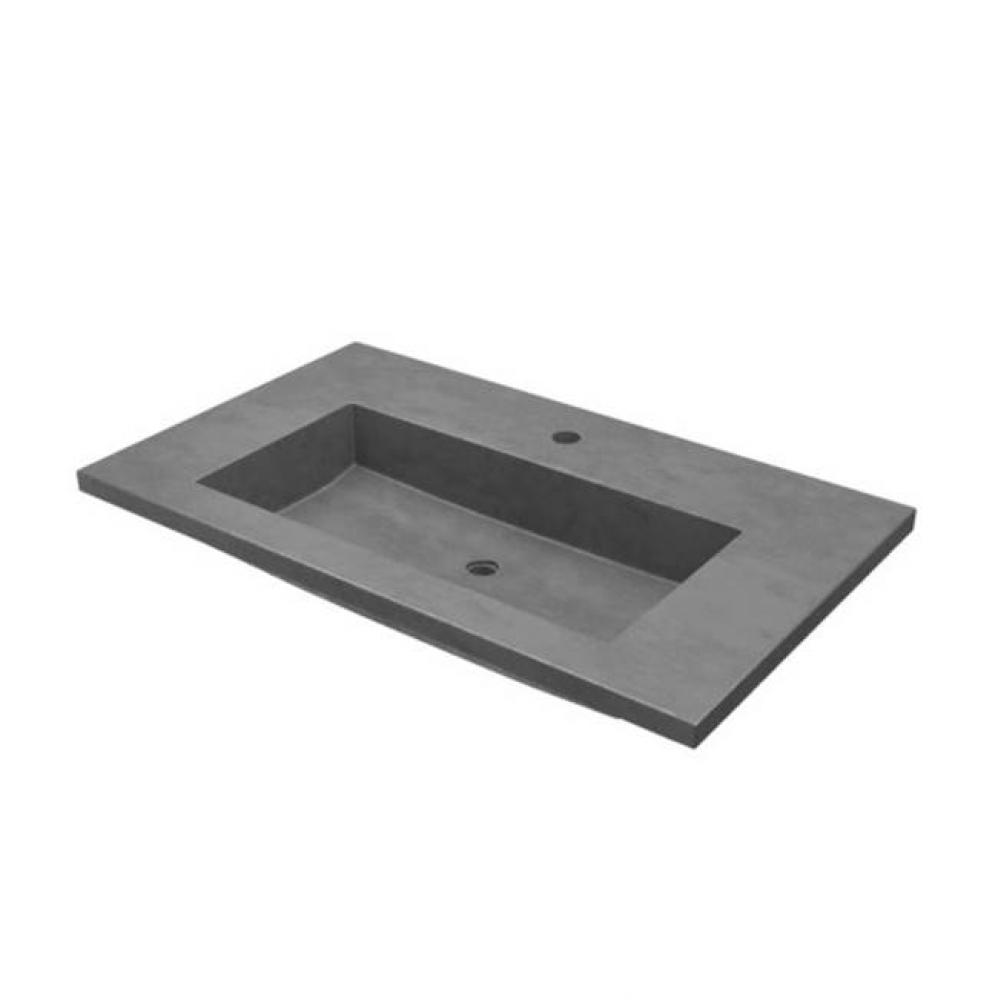 36'' Capistrano Vanity Top with Integral Trough in Slate - 8'' Widespread Fauc