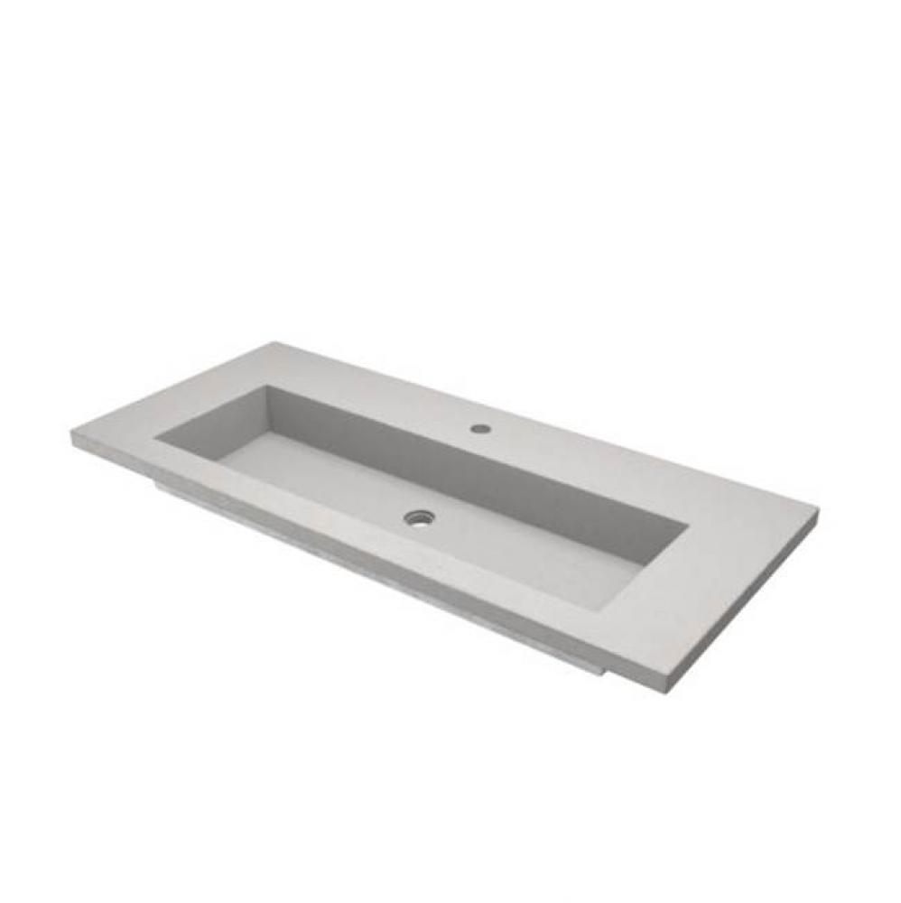 48'' Capistrano Vanity Top with Integral Trough in Ash - Single Faucet Cutout