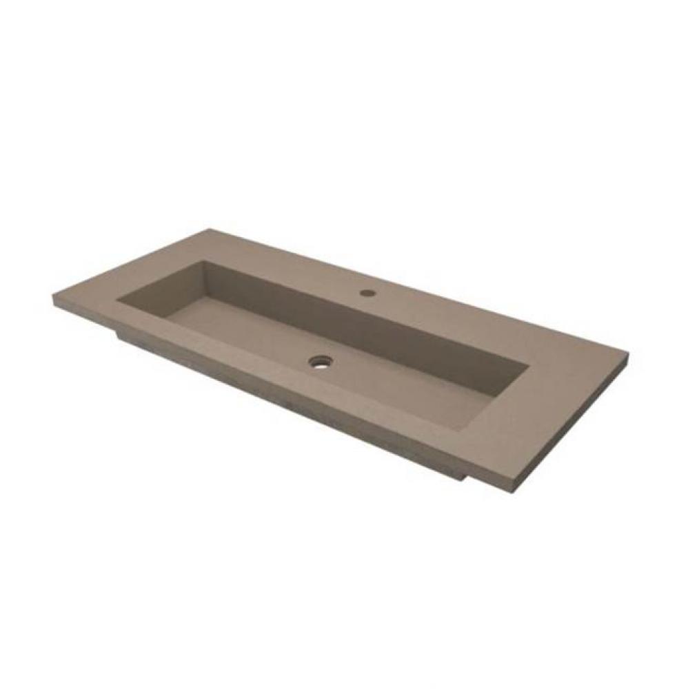 48'' Capistrano Vanity Top with Integral Trough in Earh - Single Faucet Cutout