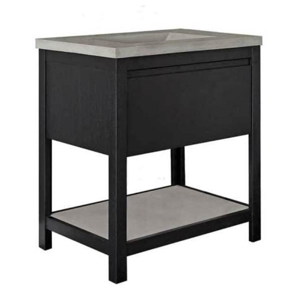 30'' Solace Vanity in Midnight Oak with Ash Shelf