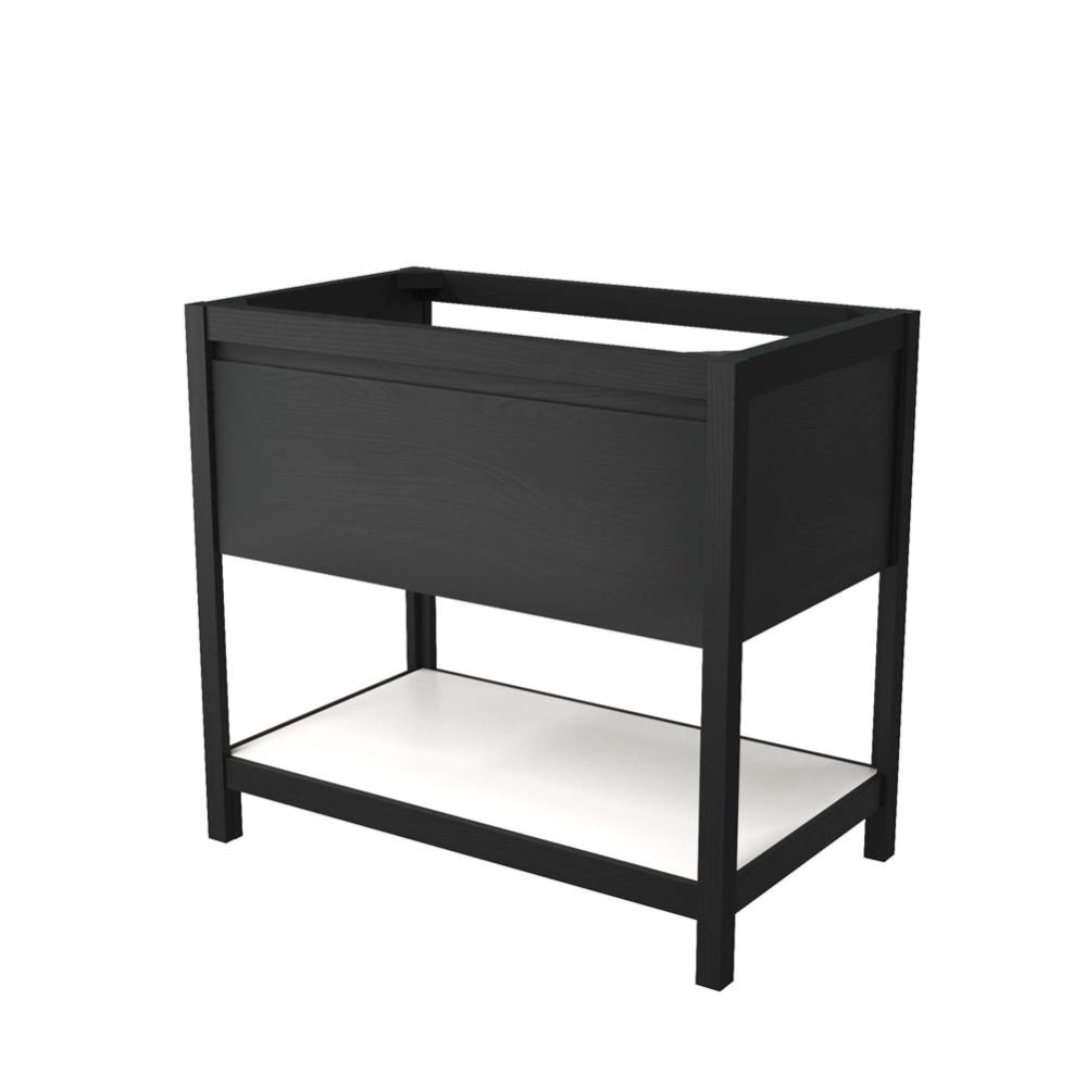 36'' Solace Vanity in Midnight Oak with Pearl Shelf