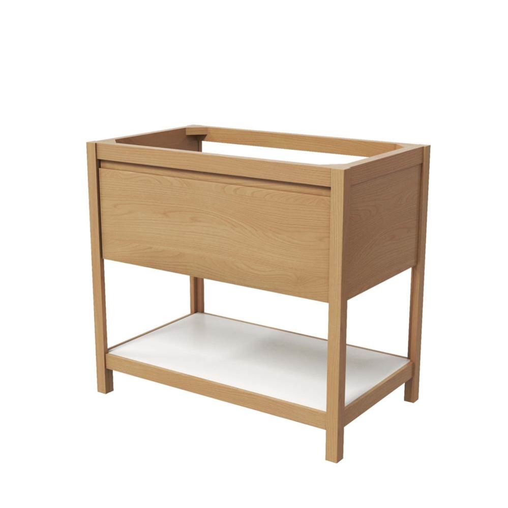 36'' Solace Vanity in Sunrise Oak with Pearl Shelf