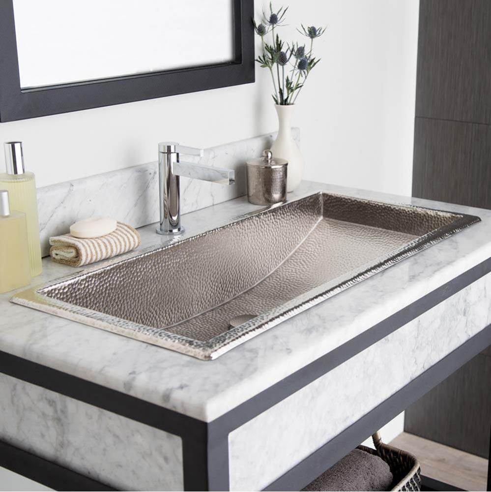 Trough 30 Bathroom Sink in Brushed Nickel