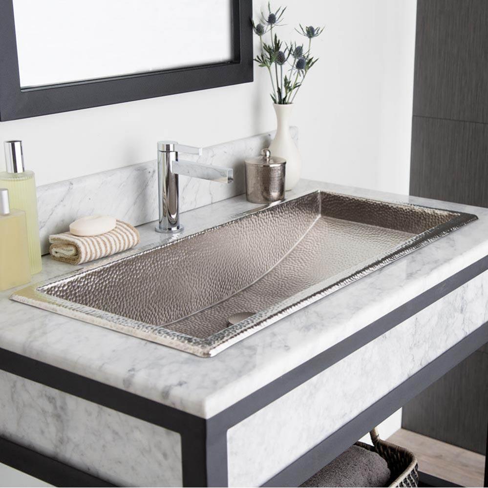 Trough 36 Bathroom Sink in Brushed Nickel