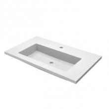 Native Trails NSVT36-P - 36'' Capistrano Vanity Top with Integral Trough in Pearl - 8'' Widespread Fauc