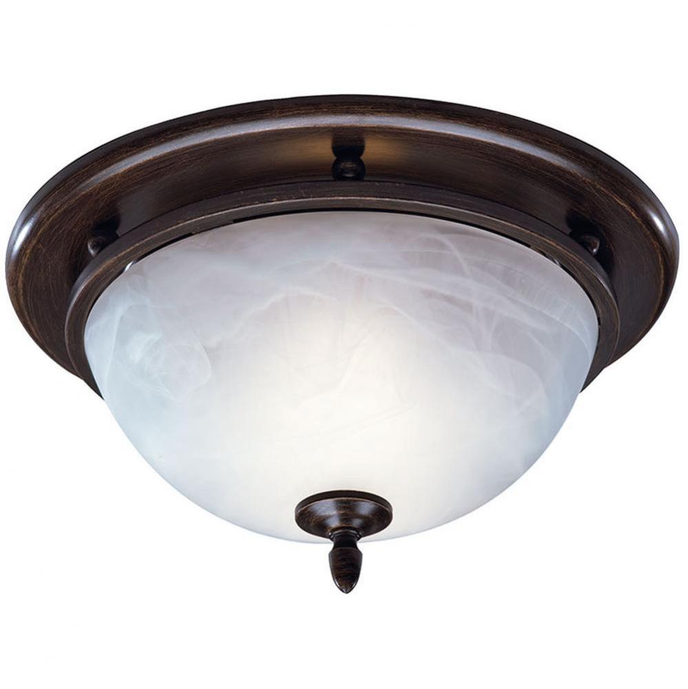Decorative Oil-Rubbed Bronze Fan/Light, white alabaster glass, 70 CFM, 3.5 Sones, 1