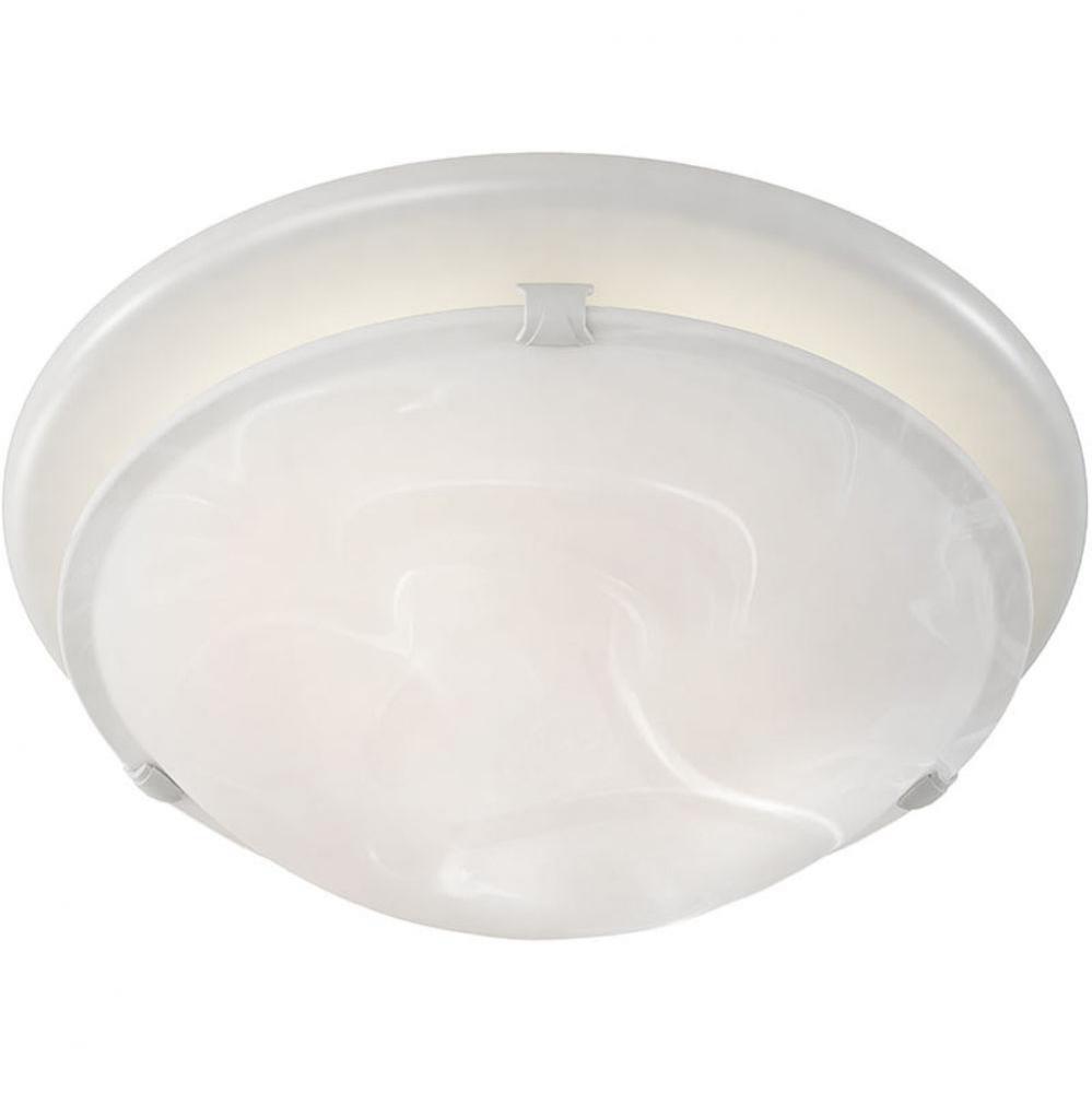 Decorative White Fan/Light with white alabaster glass, 80 CFM, 2.5 Sones. 13-1/4'' d