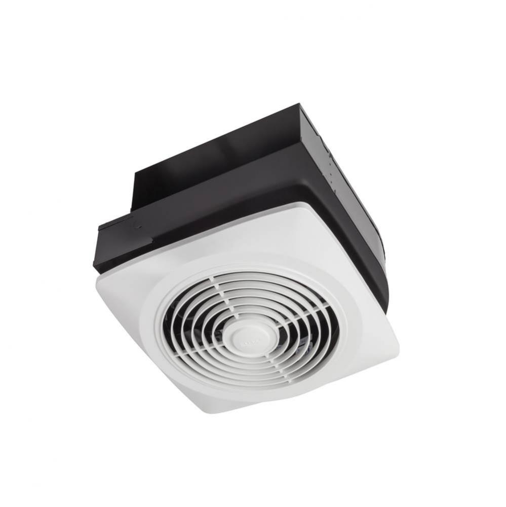 Broan 10'', 270 cfm Side Discharge Ventilation Fan, White Square Plastic Grille, 8.0 Son
