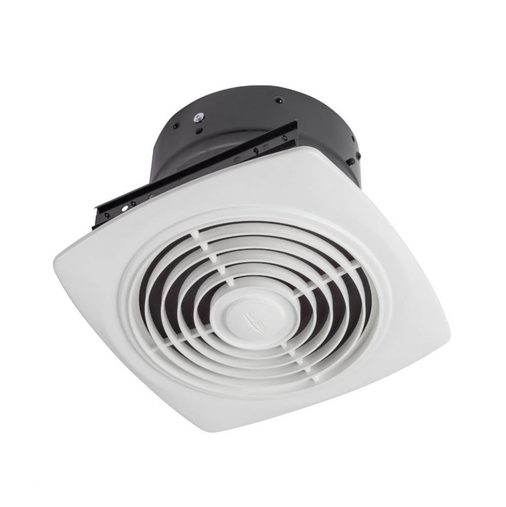 Broan 10'' 350 cfm Vertical Discharge Ventilation Fan, White Square Plastic Grille, 6.5