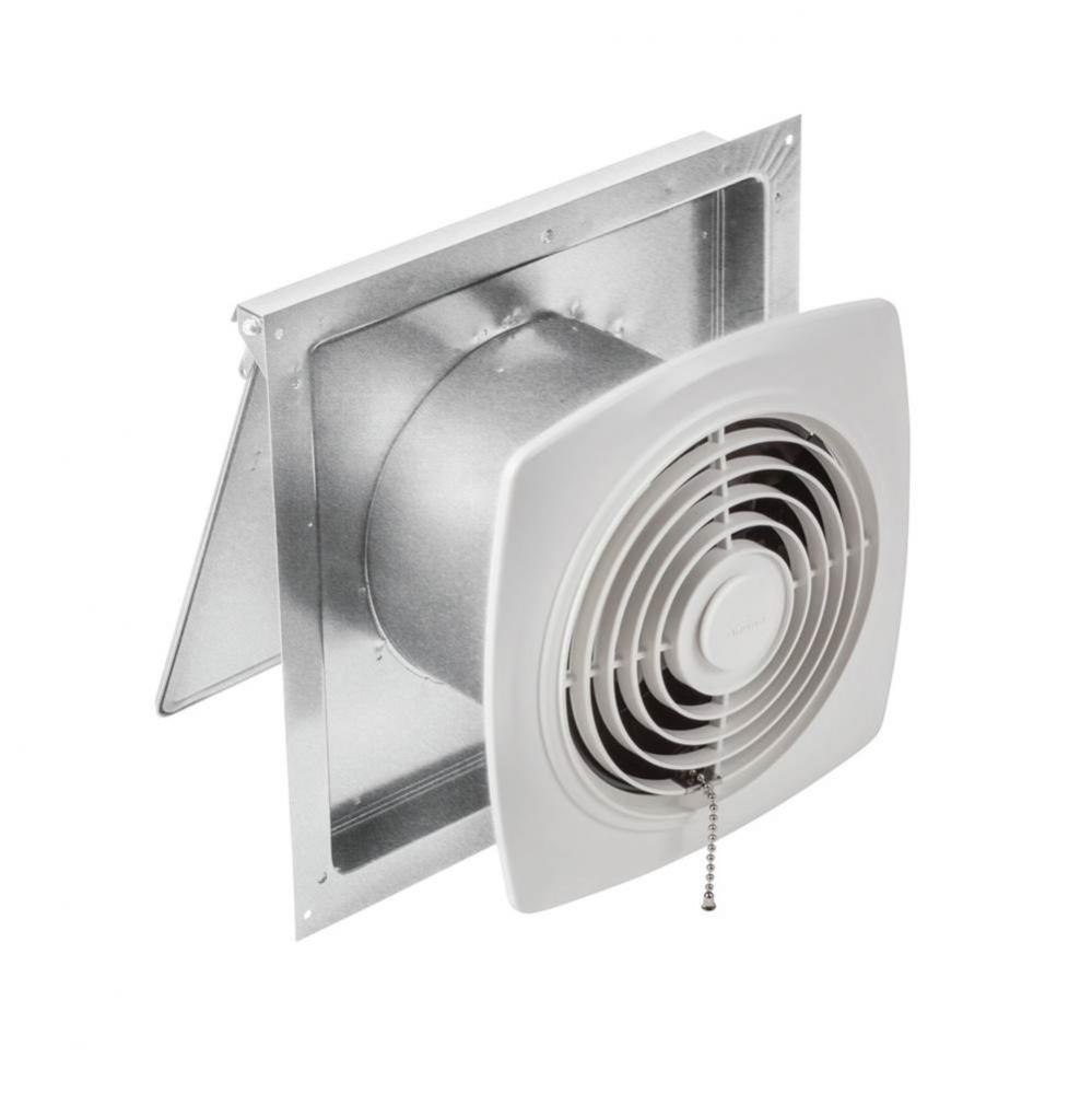 Broan 10'' 430 cfm Chain-Operated Wall Ventilation Fan with White Square Plastic Grille,