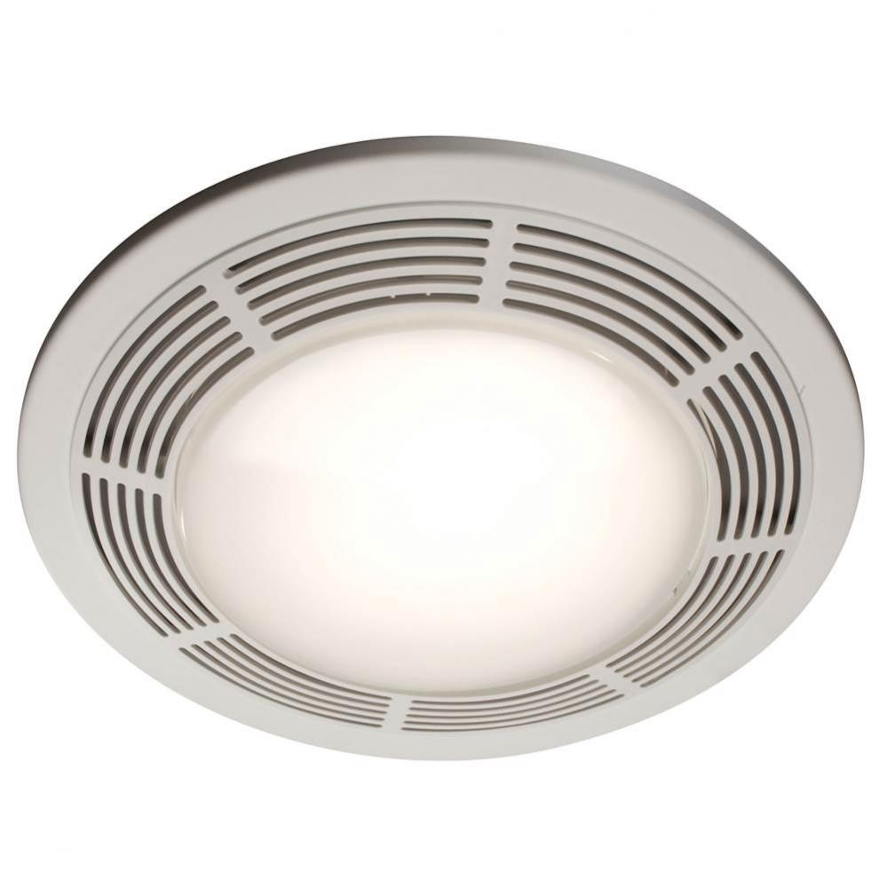 Broan 100 cfm Ventilation Fan with Light, Round White Grille with Glass Lens, 5.0 Sones