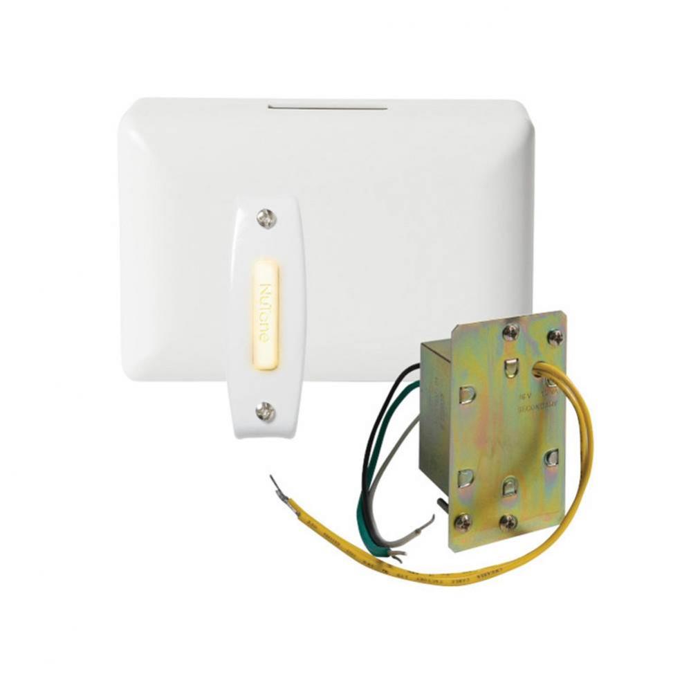 Builder Kit Chime with Junction Box Transformer and Lighted White Rectangular Pushbutton