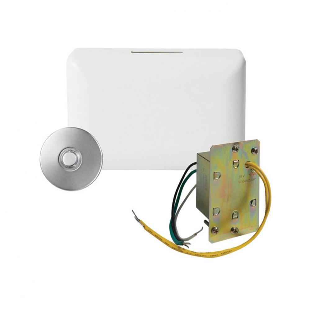 Builder Kit Chime with Junction Box Transformer and Lighted Satin Nickel Pushbutton