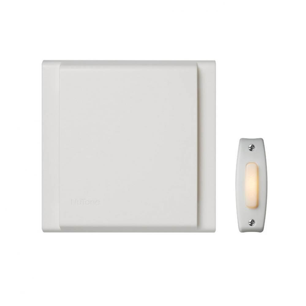 Builder Kit, Line Voltage Chime with Lighted White Rectangular Pushbutton
