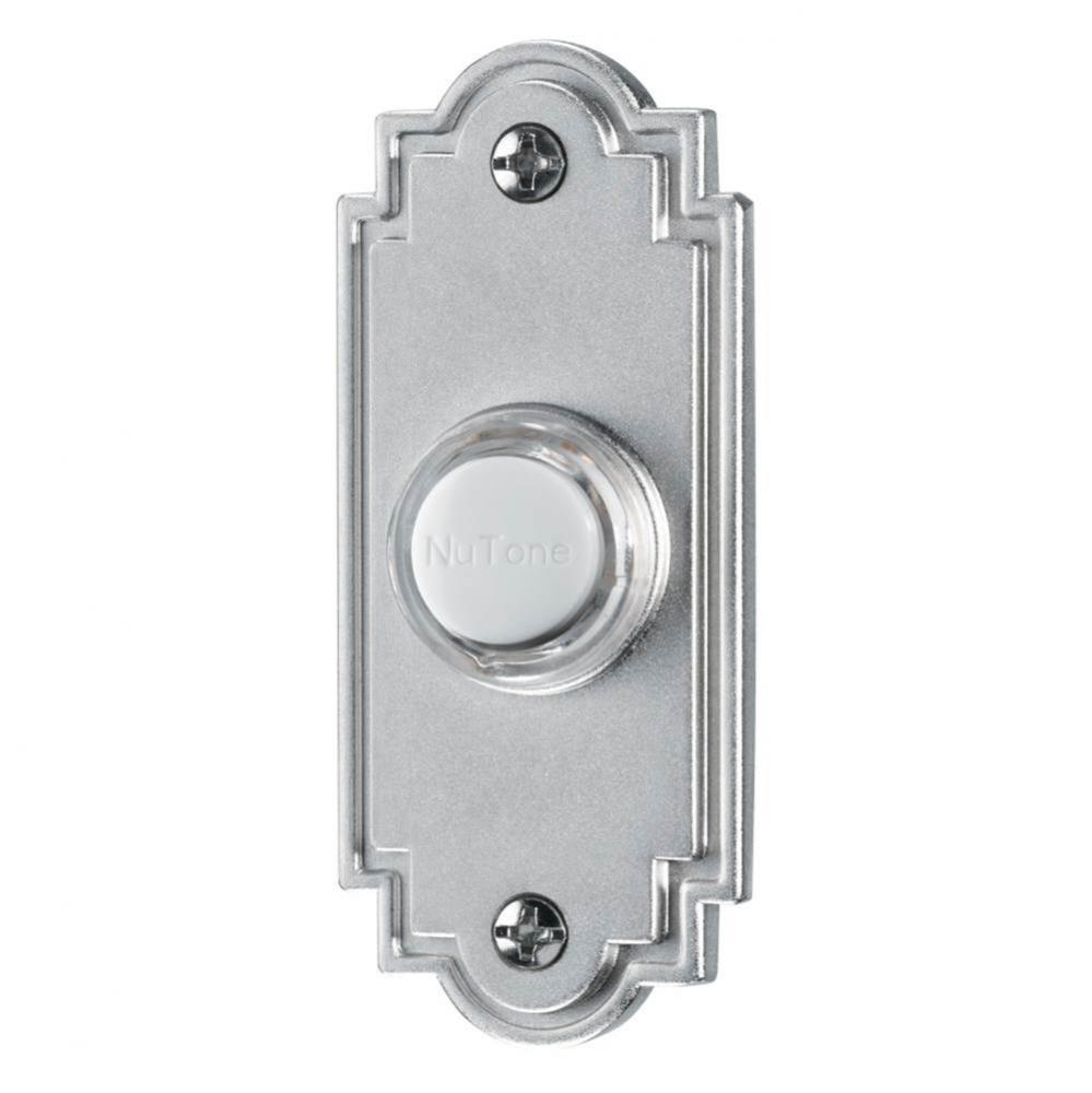 Lighted Flat Pushbutton, 1-1/4w x 3h in Satin Nickel