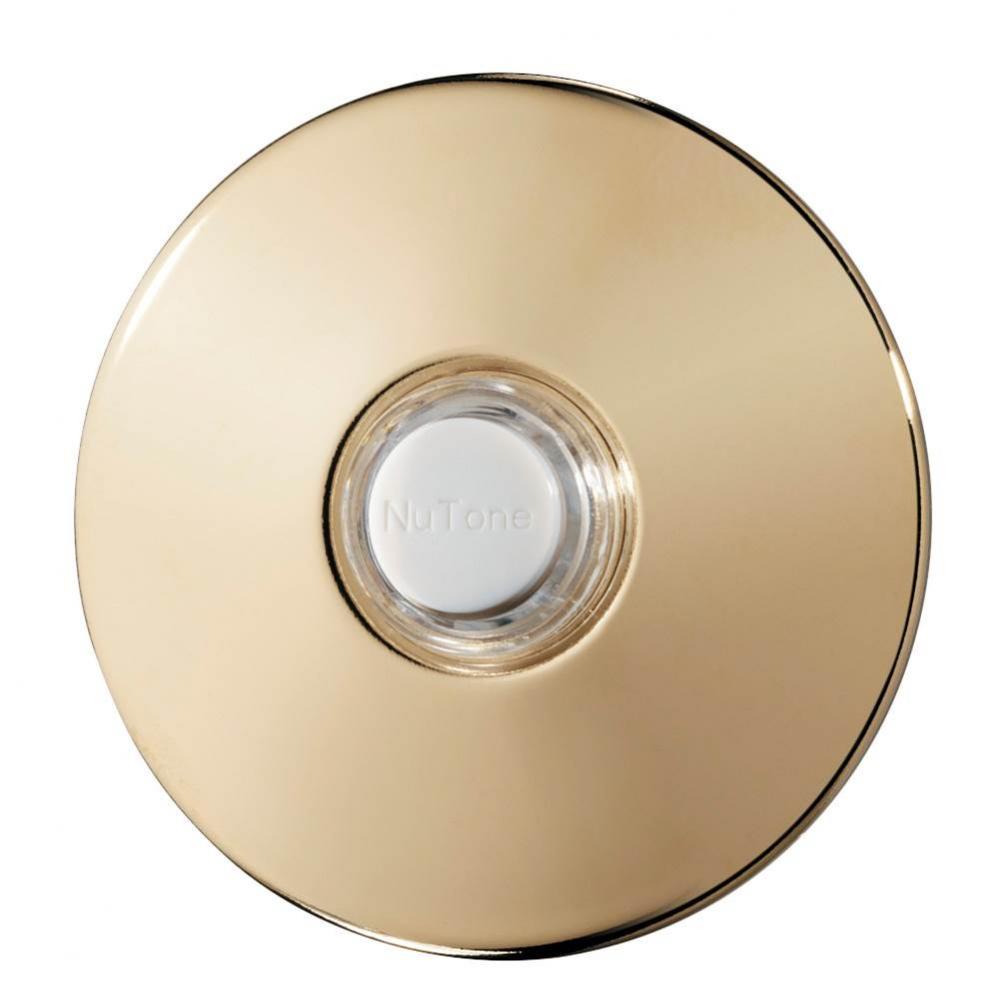 Lighted Round Stucco Pushbutton, 2-1/2'' diameter in Polished Brass