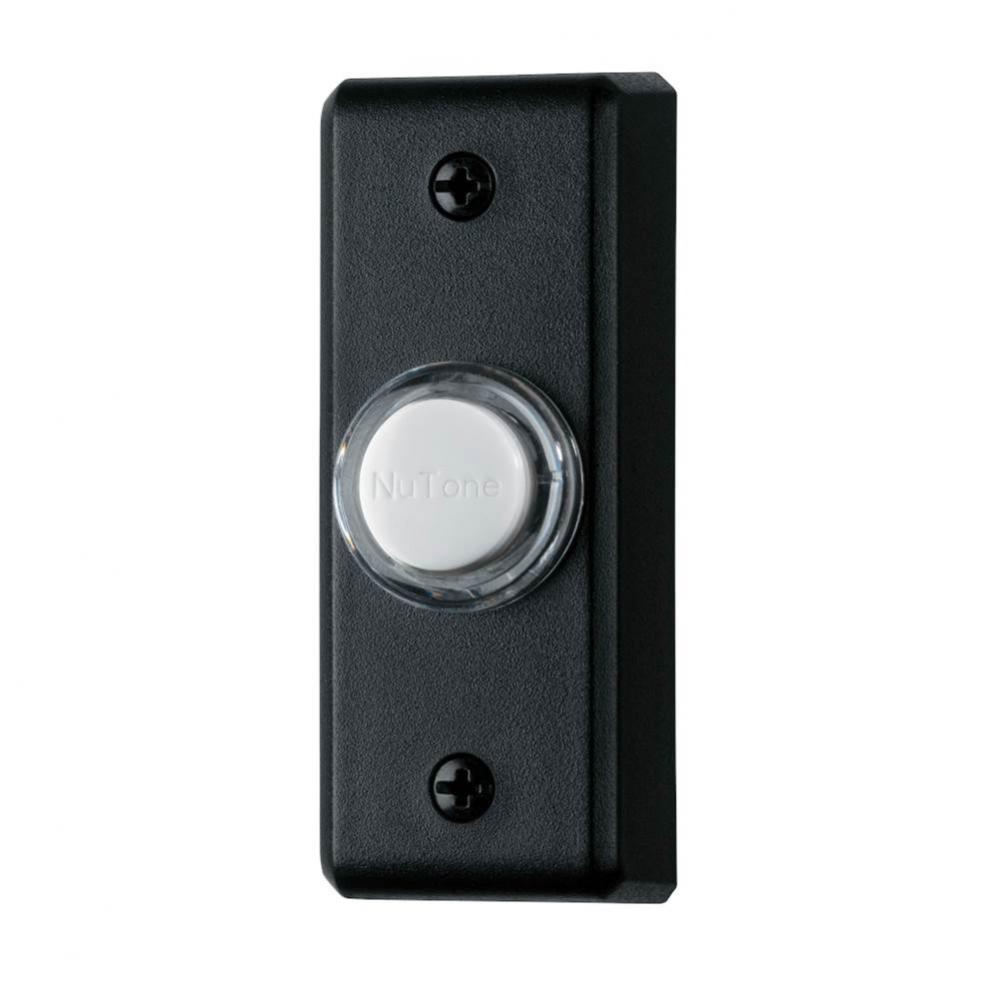 Lighted Rectangular Pushbutton, 1w x 2-3/4h in Black