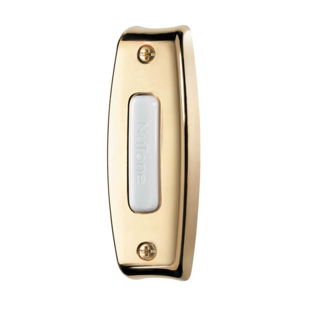 Lighted Rectangular Pushbutton, 1w x 2-7/8h x 3/4d in Polished Brass